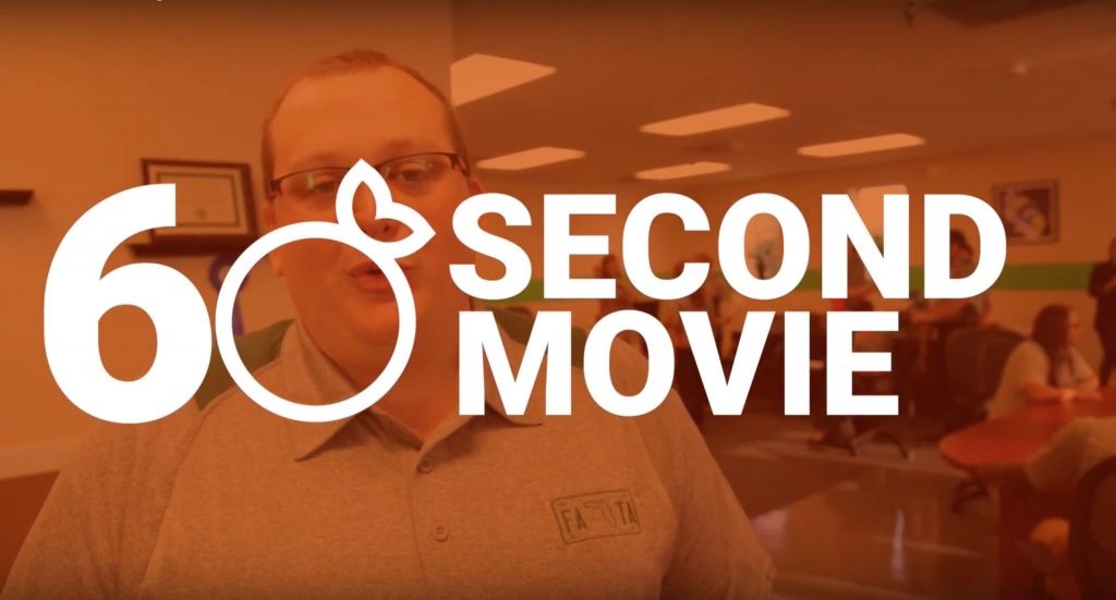 photo of man in office with text: 60 second movie